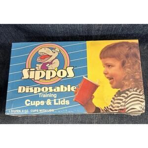 1989 Sippos Disposable Children’s Training Cups And Lids Sippy Cups 1 Dozen New